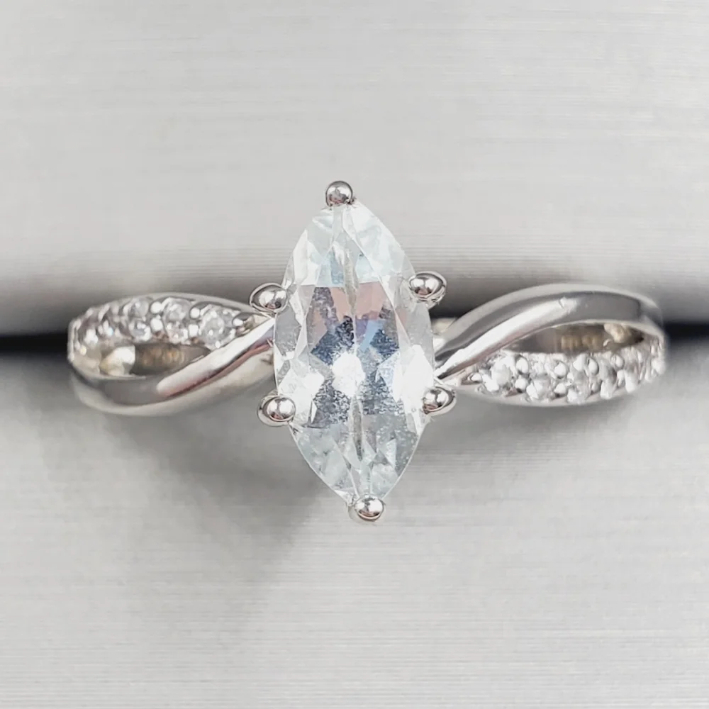 Marquise Cut Aquamarine Solitaire Ring